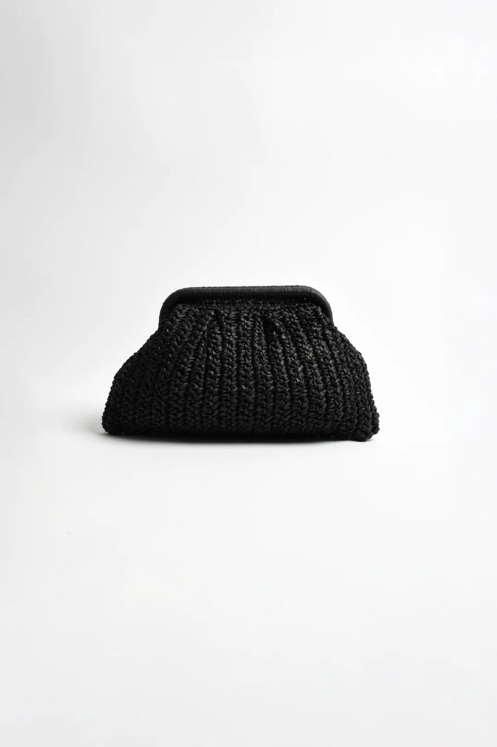 The Paper Weave Gathered Clutch in Black