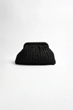The Paper Weave Gathered Clutch in Black