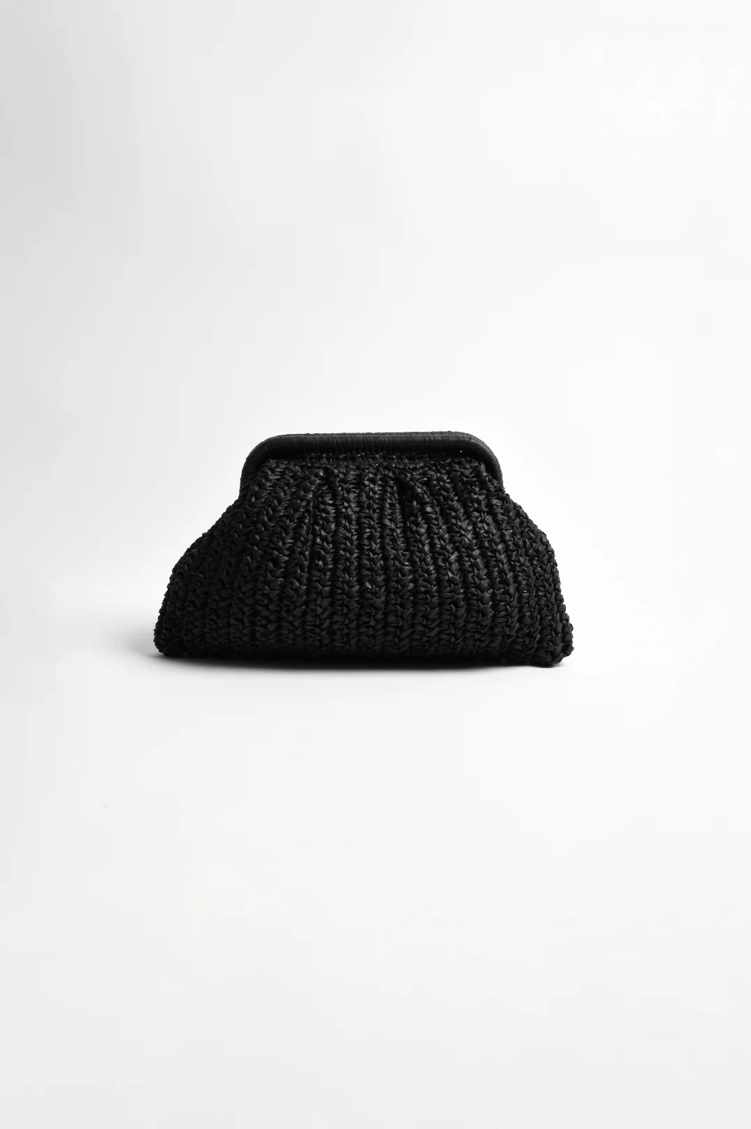 The Paper Weave Gathered Clutch in Black