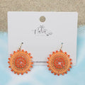 Sunburst Beaded Earrings - Orange