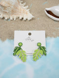 Palm Leaf Beaded Earrings