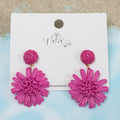 Daisy Flower Raffia Earrings - Bubblegum Pink