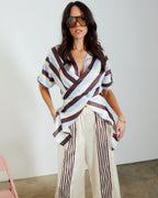 Portofino Multi-Way Wrap Top – Blue/Cocoa Stripe