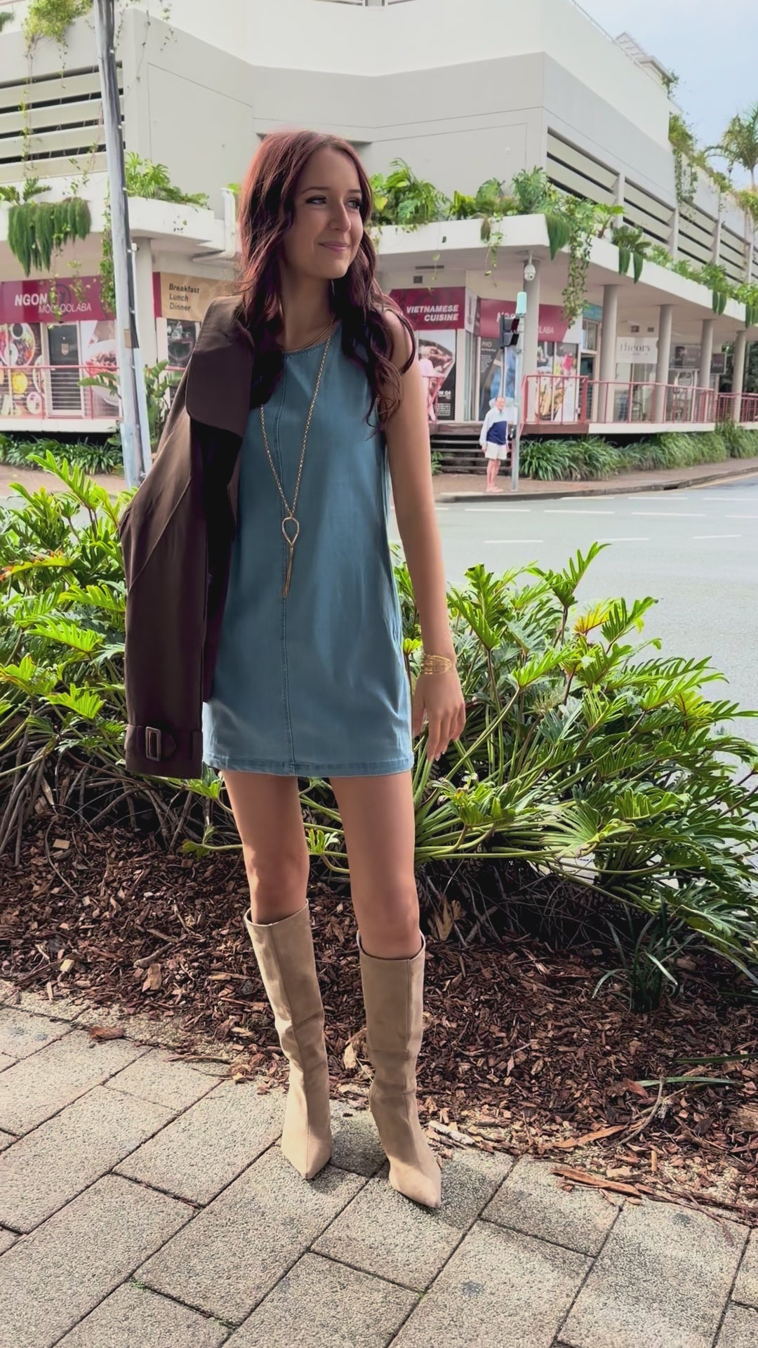 Evie Denim Mini Shift Dress