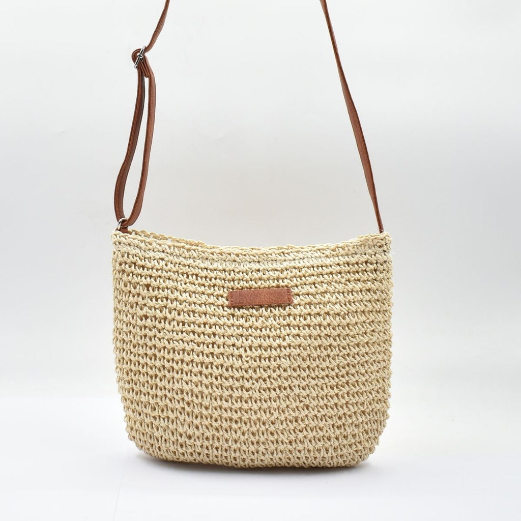 Boho Woven Crossbody Bag - Sand