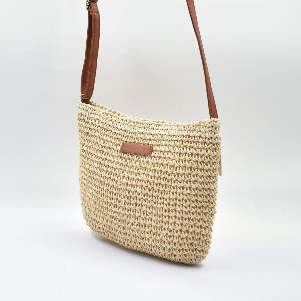 Boho Woven Crossbody Bag - Sand