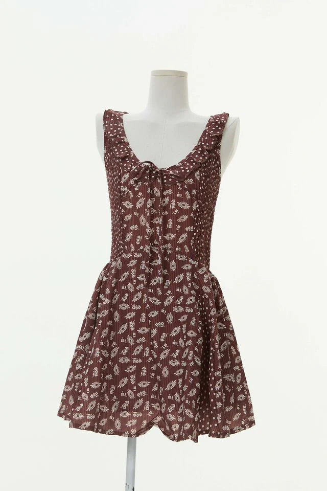 The Chrissy Mini Dress - chocolate and cream
