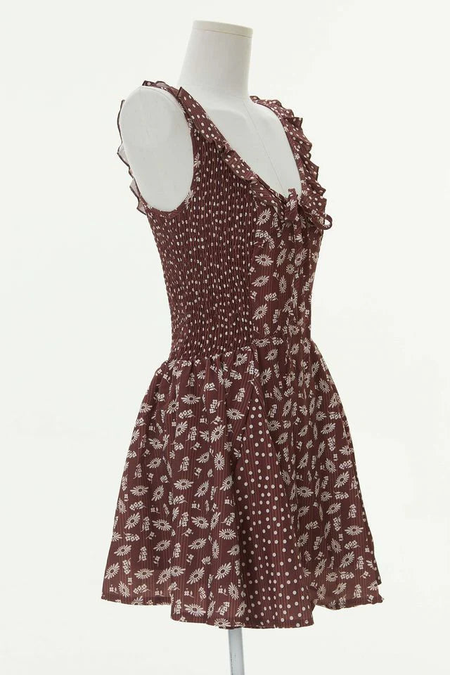 The Chrissy Mini Dress - chocolate and cream