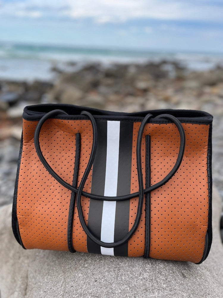 The Anywhere Tote Neoprene Bag - 2 Piece Set - Tan & Black