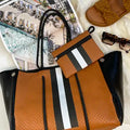 The Anywhere Tote Neoprene Bag - 2 Piece Set - Tan & Black