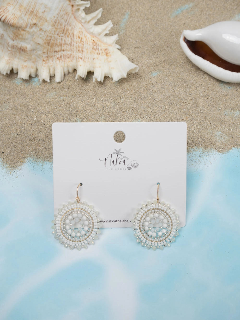 Sunburst Beaded Earrings - White