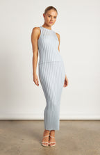 The Muse Knit Textured Top  - Pale Blue