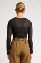 Ruched Long Sleeve Top – Black