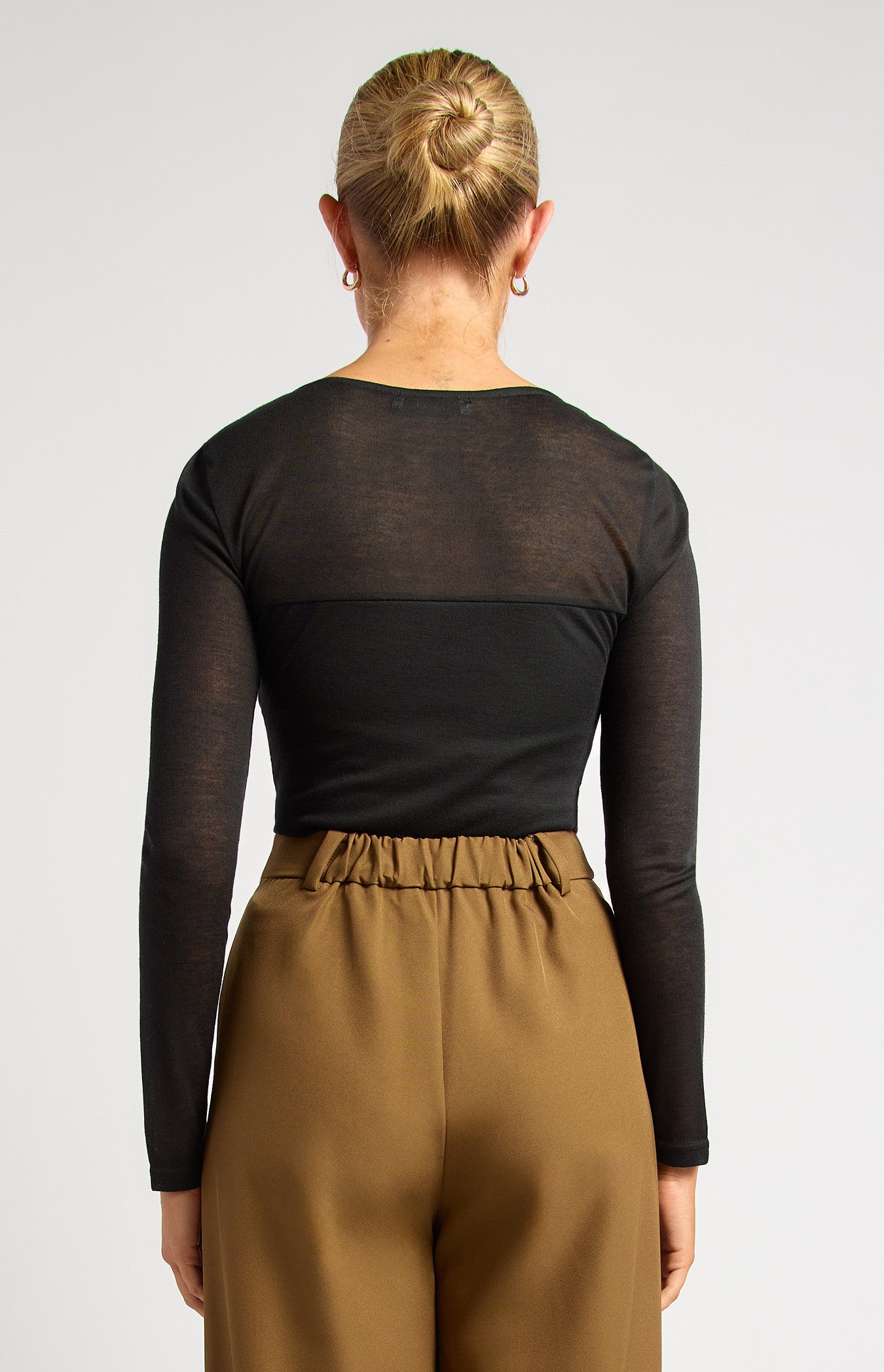 Ruched Long Sleeve Top – Black