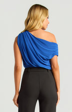 Cobalt Drape Shoulder Top