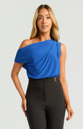 Cobalt Drape Shoulder Top