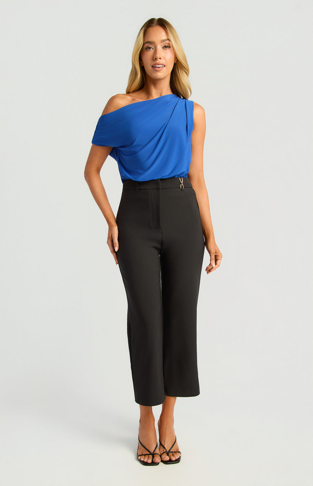 Cobalt Drape Shoulder Top